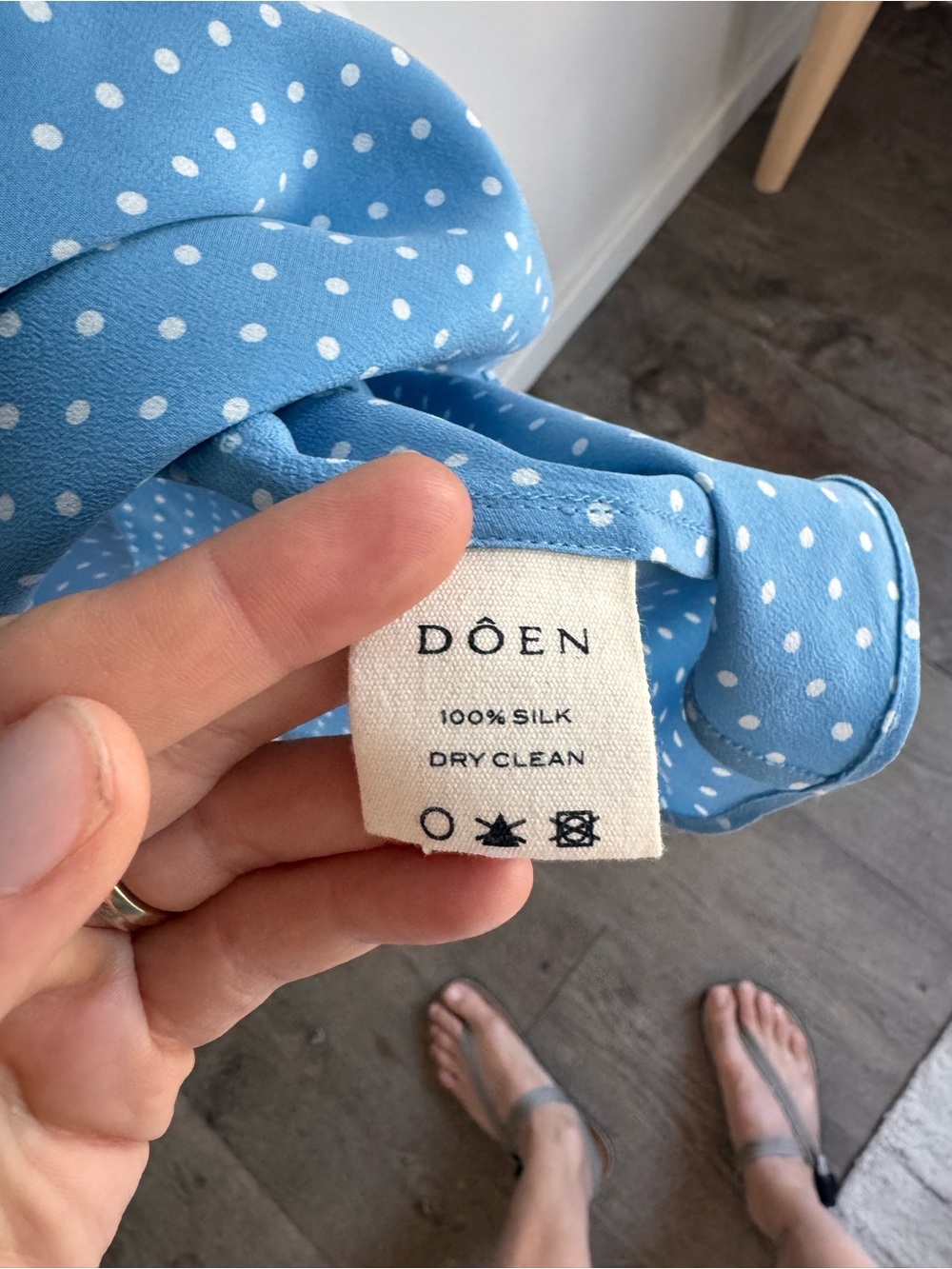 NWT Doen Blue Polka Dot Silk Skirt top Set Size S - Picture 7 of 11